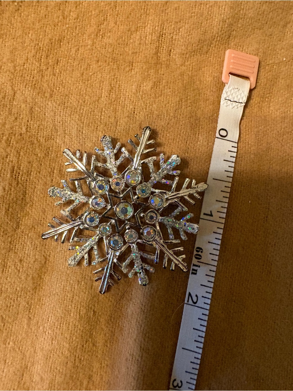 Silver Snowflake Rhinestone Brooch - Picture 3 of 3